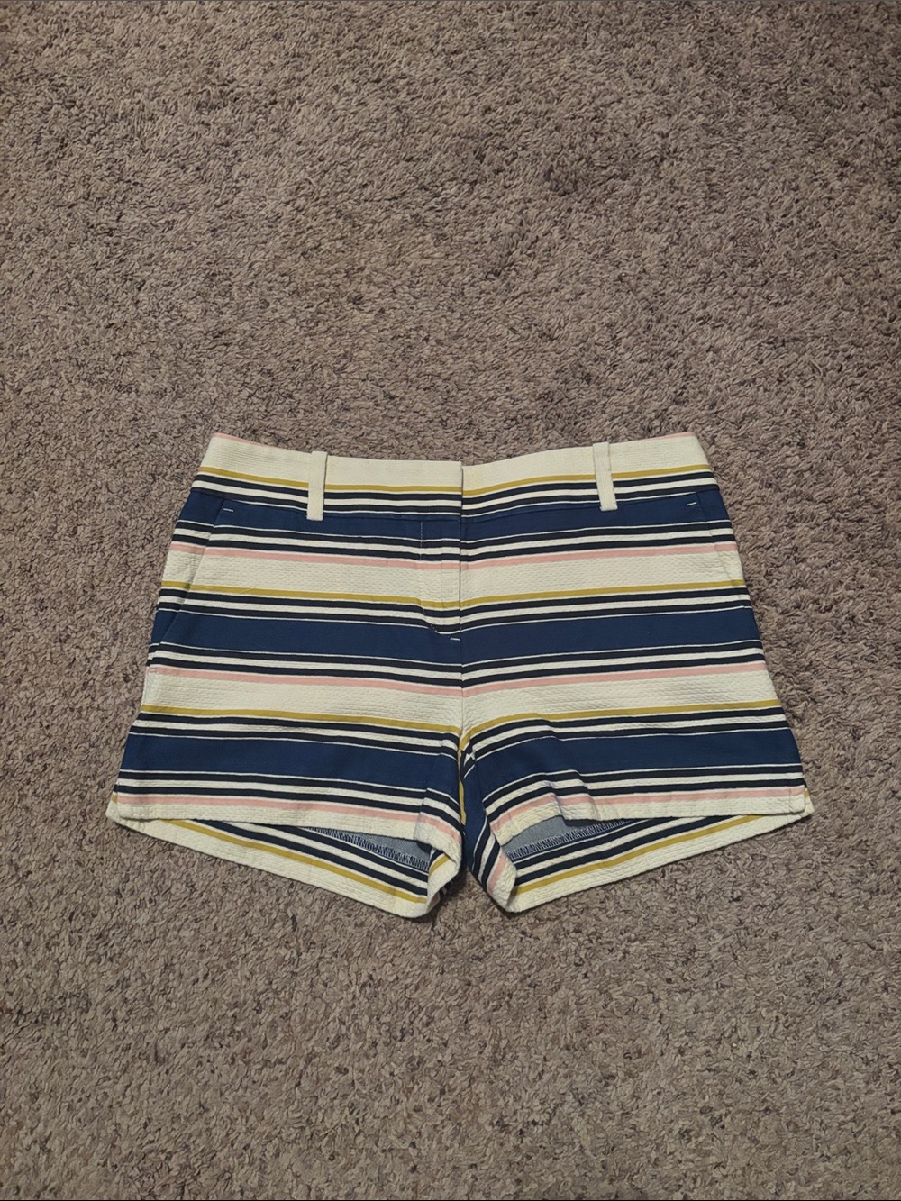 Ann Taylor Loft Striped Navy and Cream Shorts 4P 4